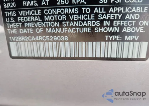 2024 Volkswagen Atlas 2.0T Sel from USA, damaged, VIN 1V2BR2CA4RC529038